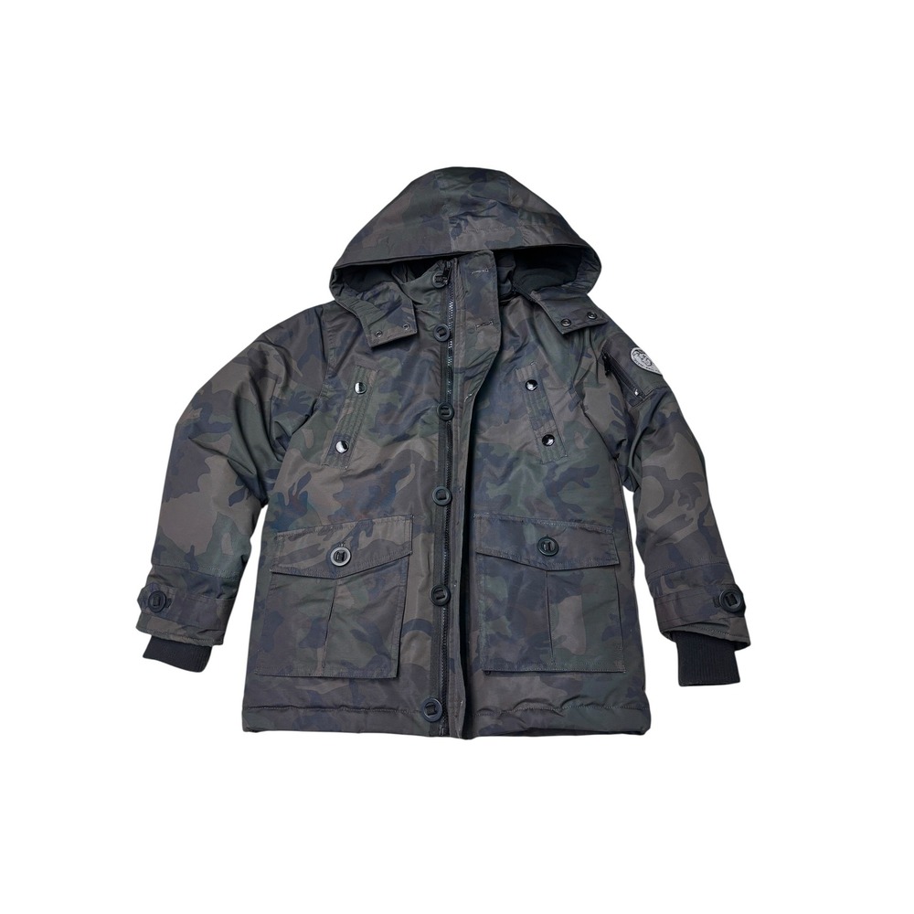 Diesel Boys Camo Hooded Parka Jacket Size 8 Only‎ The Brave Winter Coat Green